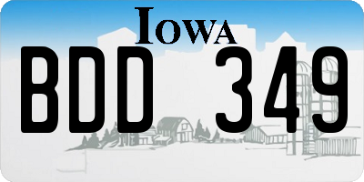 IA license plate BDD349