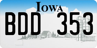 IA license plate BDD353