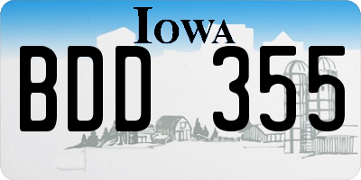 IA license plate BDD355