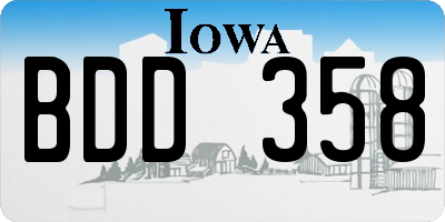 IA license plate BDD358