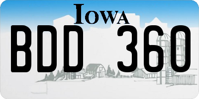 IA license plate BDD360
