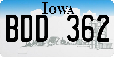 IA license plate BDD362