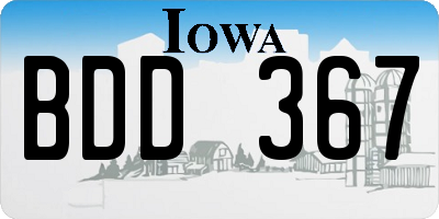 IA license plate BDD367