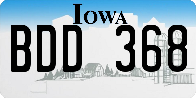 IA license plate BDD368