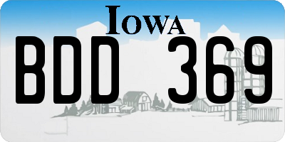 IA license plate BDD369