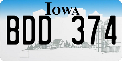 IA license plate BDD374