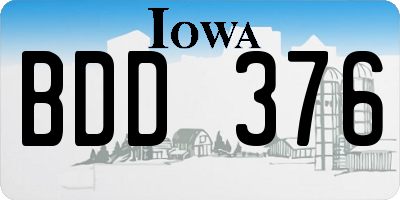 IA license plate BDD376