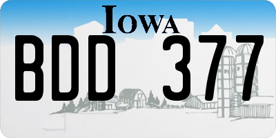 IA license plate BDD377