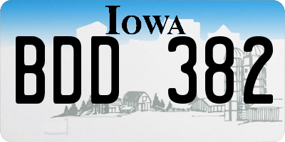IA license plate BDD382