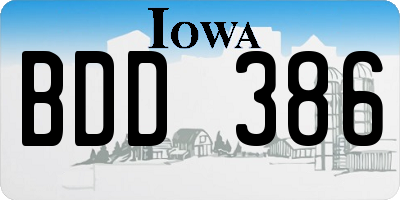 IA license plate BDD386