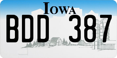IA license plate BDD387
