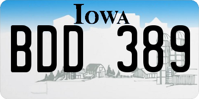 IA license plate BDD389