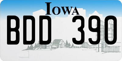 IA license plate BDD390