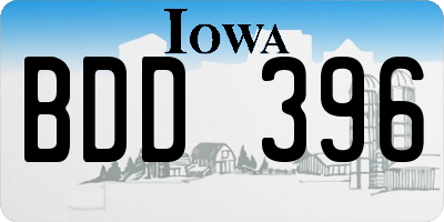 IA license plate BDD396