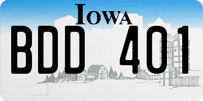 IA license plate BDD401