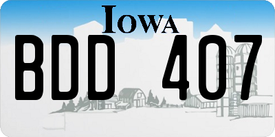 IA license plate BDD407