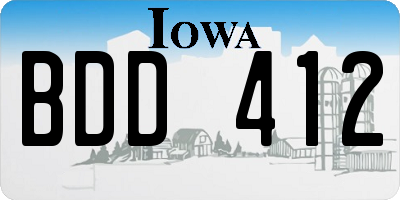 IA license plate BDD412