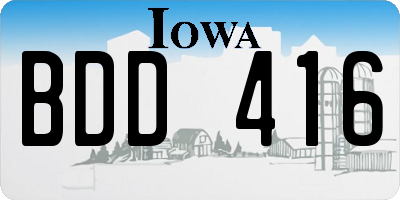 IA license plate BDD416