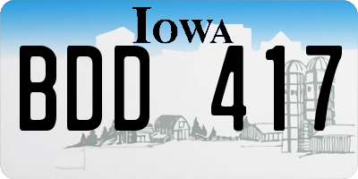IA license plate BDD417
