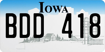 IA license plate BDD418