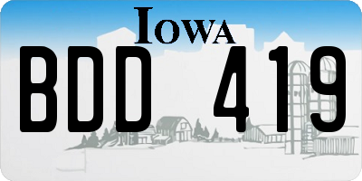 IA license plate BDD419