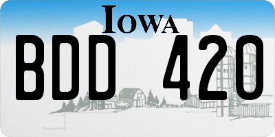 IA license plate BDD420