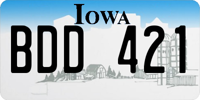 IA license plate BDD421