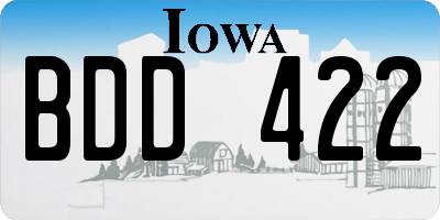 IA license plate BDD422