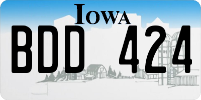 IA license plate BDD424
