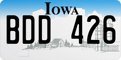 IA license plate BDD426