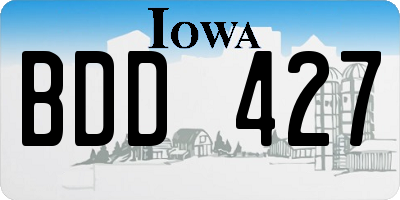 IA license plate BDD427