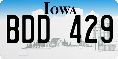 IA license plate BDD429