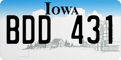 IA license plate BDD431