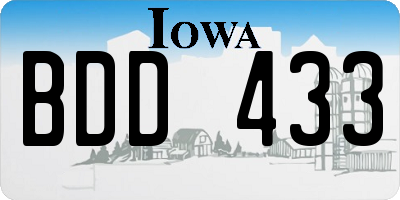 IA license plate BDD433