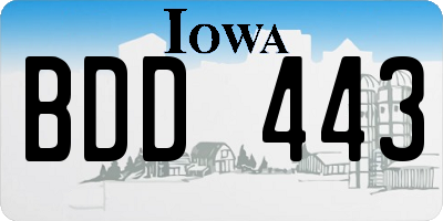 IA license plate BDD443