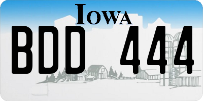 IA license plate BDD444