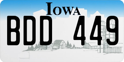 IA license plate BDD449