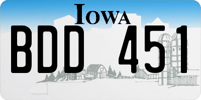 IA license plate BDD451