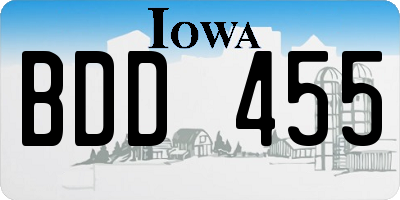 IA license plate BDD455