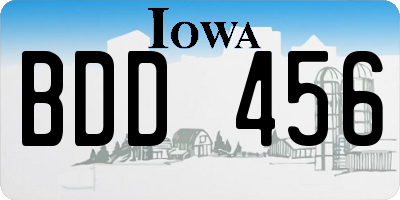 IA license plate BDD456