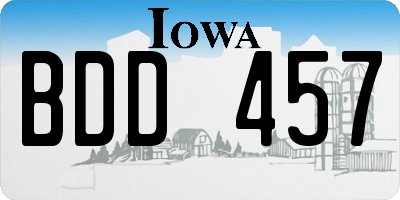 IA license plate BDD457