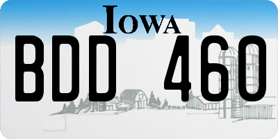 IA license plate BDD460