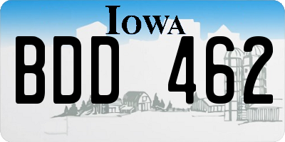 IA license plate BDD462