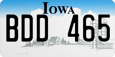 IA license plate BDD465