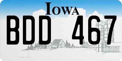 IA license plate BDD467