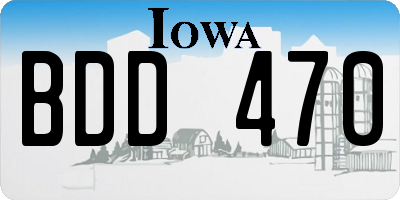 IA license plate BDD470
