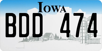 IA license plate BDD474
