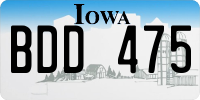 IA license plate BDD475