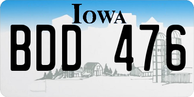 IA license plate BDD476
