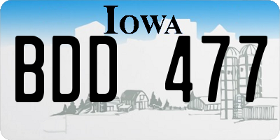 IA license plate BDD477